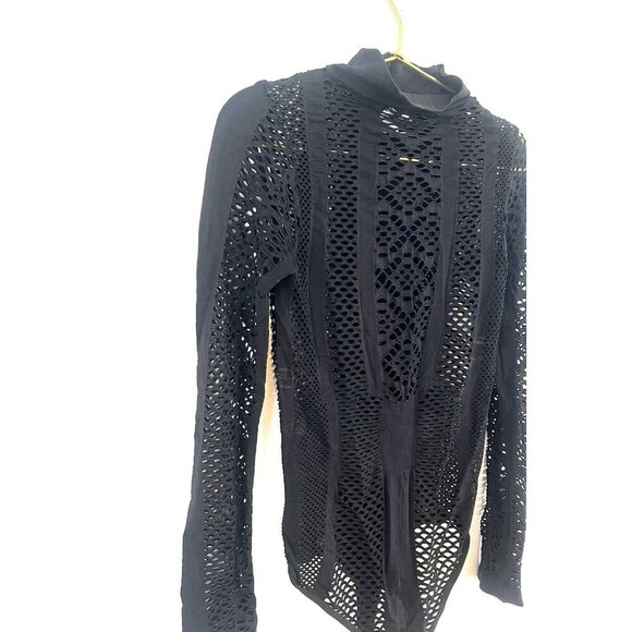 House London Bodycon Leotard Bodysuit Shirt Black Cutout - Picture 5 of 11